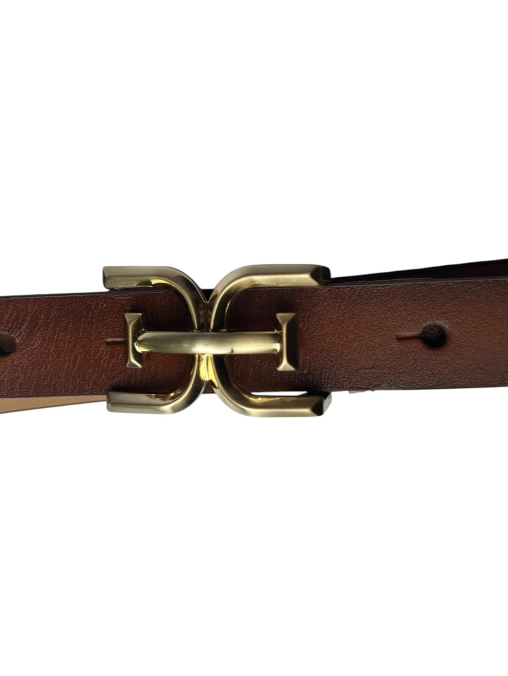 Sam Edelman New York Brown Leather Belt with Gold Tone Buckle Womens Size XL - Picture 10 of 11